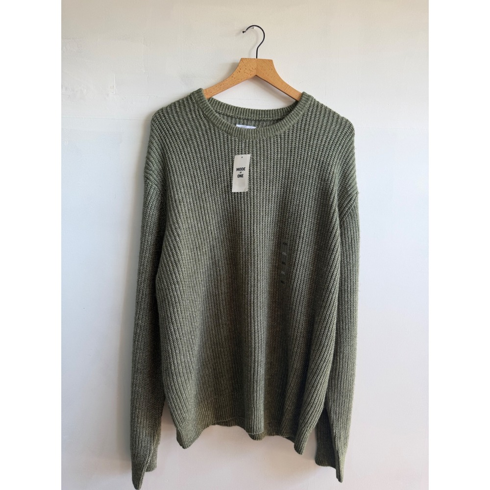 Mode of One Mens XXL Shaker Stitch Crewneck Sweater Wild Ivy Green Gorpcore NWT